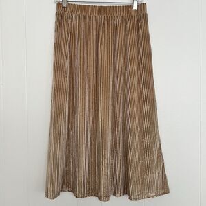 DAZY Women’s Beige Corduroy Feminine Maxi Pleated Skirt - Size XL